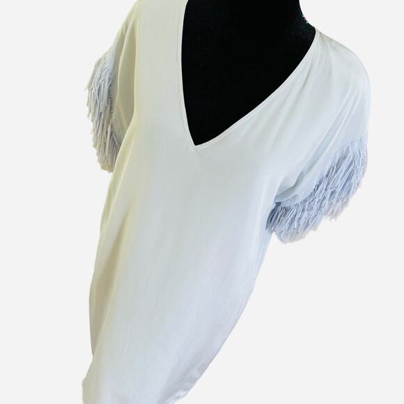 2/$25 Marie Oliver Andi Dress Silk Fringe Powder Blue Croquette Twee Girly XS - Picture 3 of 13